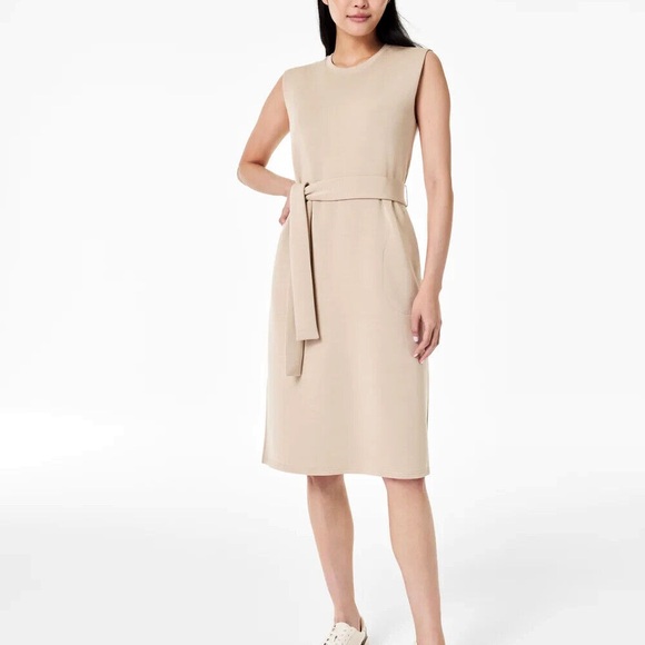 SPANX Dresses & Skirts - NWT Spanx Air Essentials Aire Sleeveless Tank Dress Wrap Belt Tahini